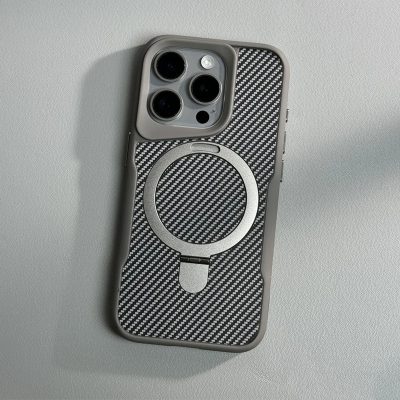 MagSafe Kickstand – Wireless Charging & Carbon Fiber Bumper Phone Case