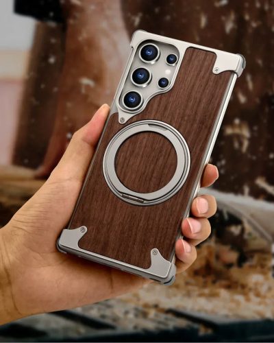WoodGuard MagSafe Case with 360° Rotating Protection Kickstand